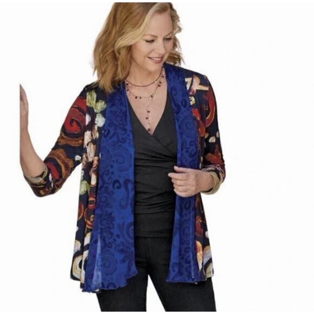 Soft Surroundings 2X Open Front Draped Cardigan Art To Wear Whimsy